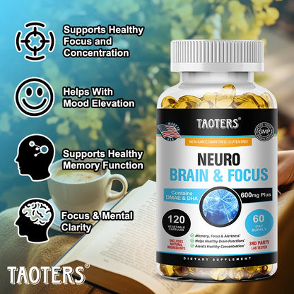 Multivitamin & Nootropic Brain Support – Memory, Focus & Alertness – 120 Capsules