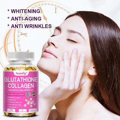 Advanced Collagen & Glutathione Supplement for Healthy Skin, Hair & Joints – 120 Capsules for Seniors
