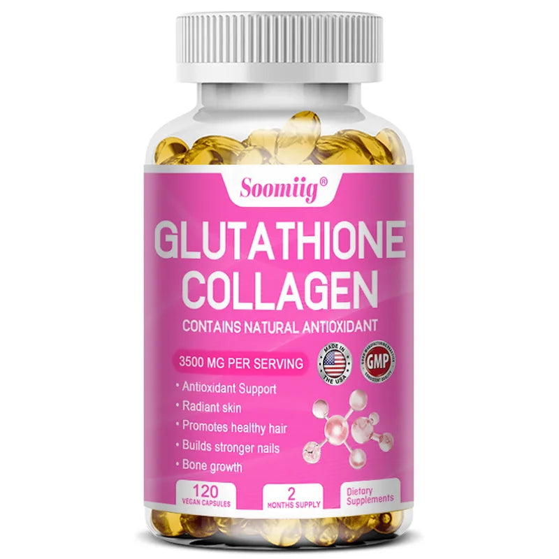 Advanced Collagen & Glutathione Supplement for Healthy Skin, Hair & Joints – 120 Capsules for Seniors