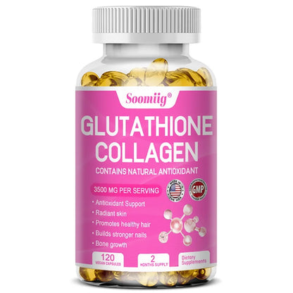 Advanced Collagen & Glutathione Supplement for Healthy Skin, Hair & Joints – 120 Capsules for Seniors