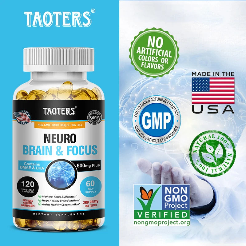 Multivitamin & Nootropic Brain Support – Memory, Focus & Alertness – 120 Capsules