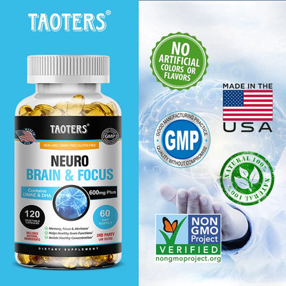 Multivitamin & Nootropic Brain Support – Memory, Focus & Alertness – 120 Capsules
