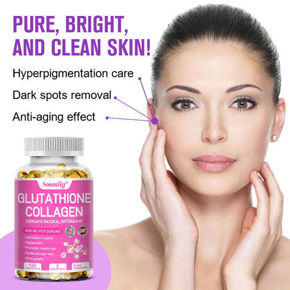 Advanced Collagen & Glutathione Supplement for Healthy Skin, Hair & Joints – 120 Capsules for Seniors