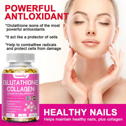 Advanced Collagen & Glutathione Supplement for Healthy Skin, Hair & Joints – 120 Capsules for Seniors
