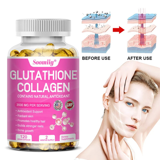 Advanced Collagen & Glutathione Supplement for Healthy Skin, Hair & Joints – 120 Capsules for Seniors