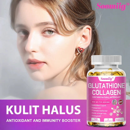 Advanced Collagen & Glutathione Supplement for Healthy Skin, Hair & Joints – 120 Capsules for Seniors